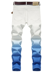 Men's Gradient Straight Denim Jeans with Pockets