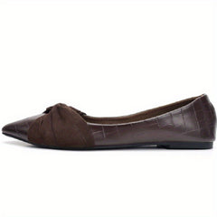 Women's Pointed Toe Bow Ballet Flats Slip On Shoes