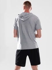 Men's Short Sleeve Slim Fit Muscle Hooded T-Shirt