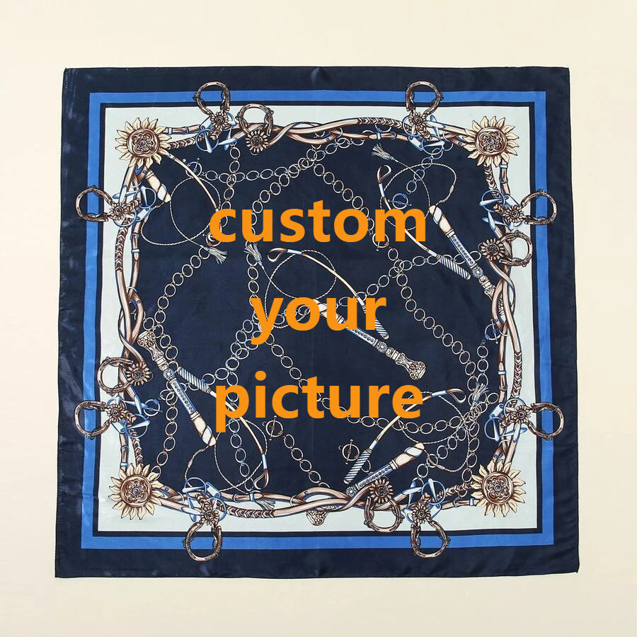 Customizable Punk Rock Skull Square Scarf Bold Gothic Customize Own Text Image