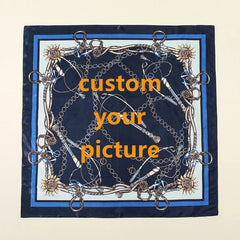 Customizable Punk Rock Skull Square Scarf Bold Gothic Customize Own Text Image