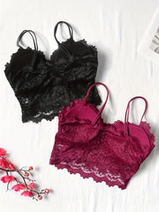 2pcs Wireless Lace Bras Comfy & Breathable Women's Lingerie