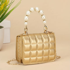 Girls Shoulder Bag with Faux Pearl Handle Handbag