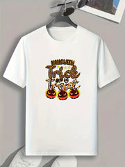 Halloween Letter Pattern Print Men's Comfy T-shirt Graphic Tee