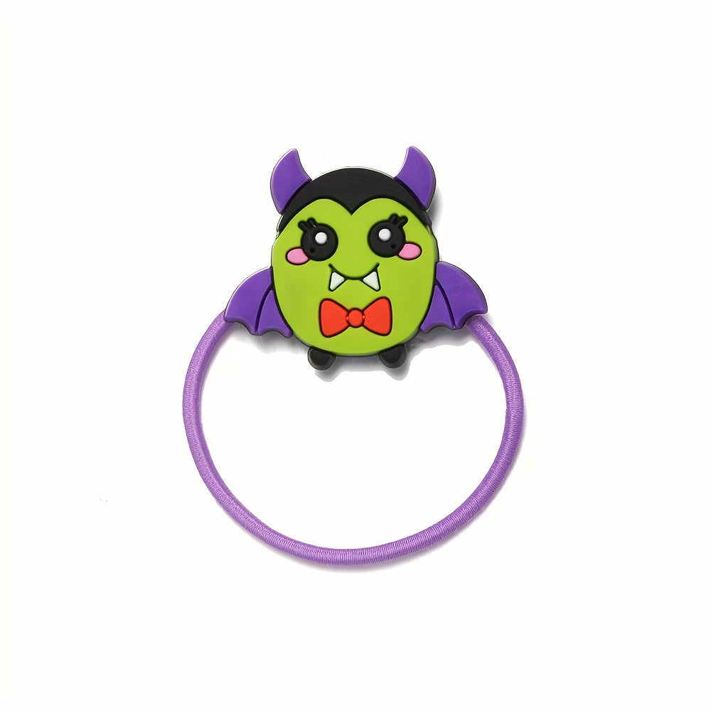 6pcs Halloween Hair Ring Hair Accessories PVC Bat Skull Ghost Witch