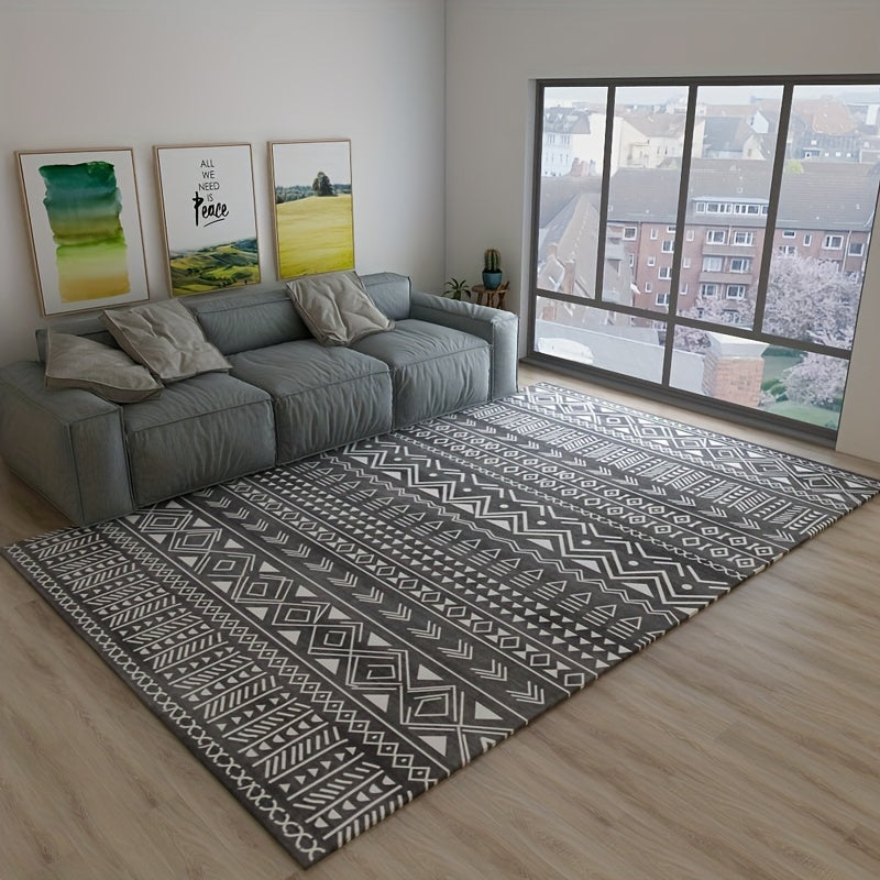 Nordic Geometric Area Rug Soft Crystal Velvet Carpet with TPR Anti Slip Bottom
