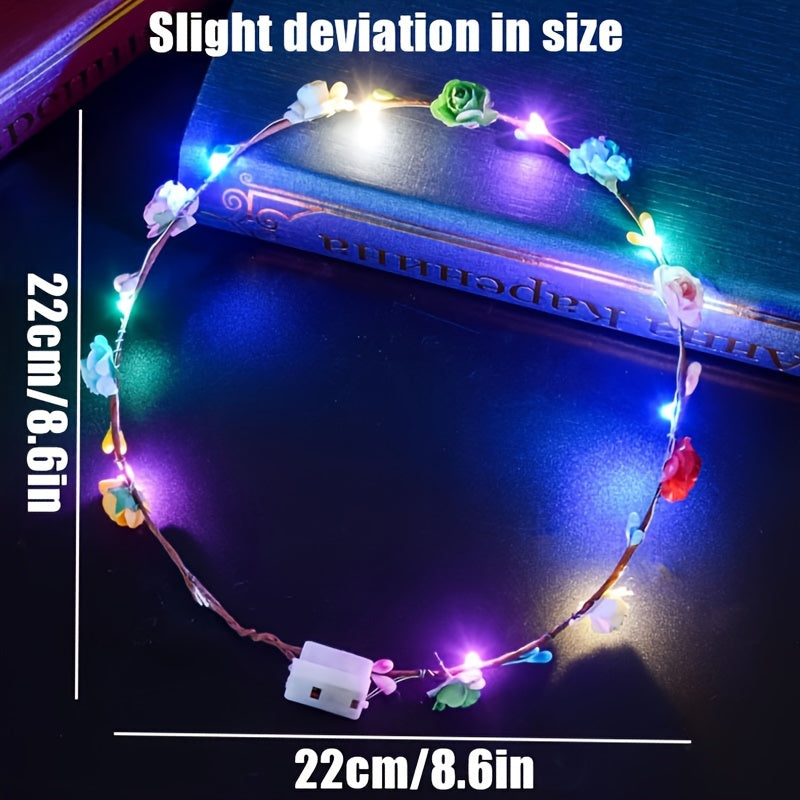 LED Flower Crown Headdress Wreath Headband for Women
