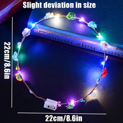 LED Flower Crown Headdress Wreath Headband for Women