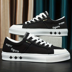 Men's Alphabet Detail Low Top Canvas Shoes Spring Summer