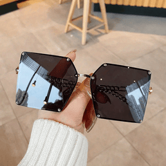 Oversized Square Sunglasses Gradient Metal UV400