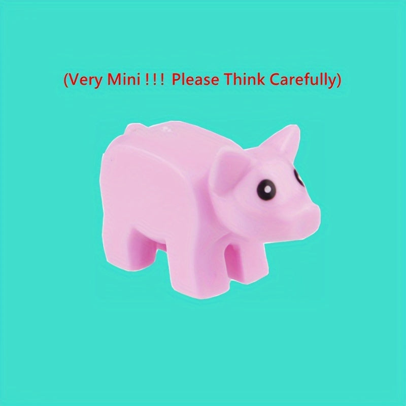 5pcs Mini Building Block Pink Piglet Farm Decoration DIY Animal Park