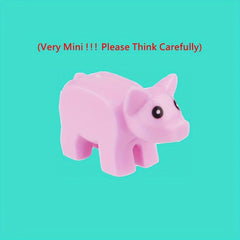 5pcs Mini Building Block Pink Piglet Farm Decoration DIY Animal Park