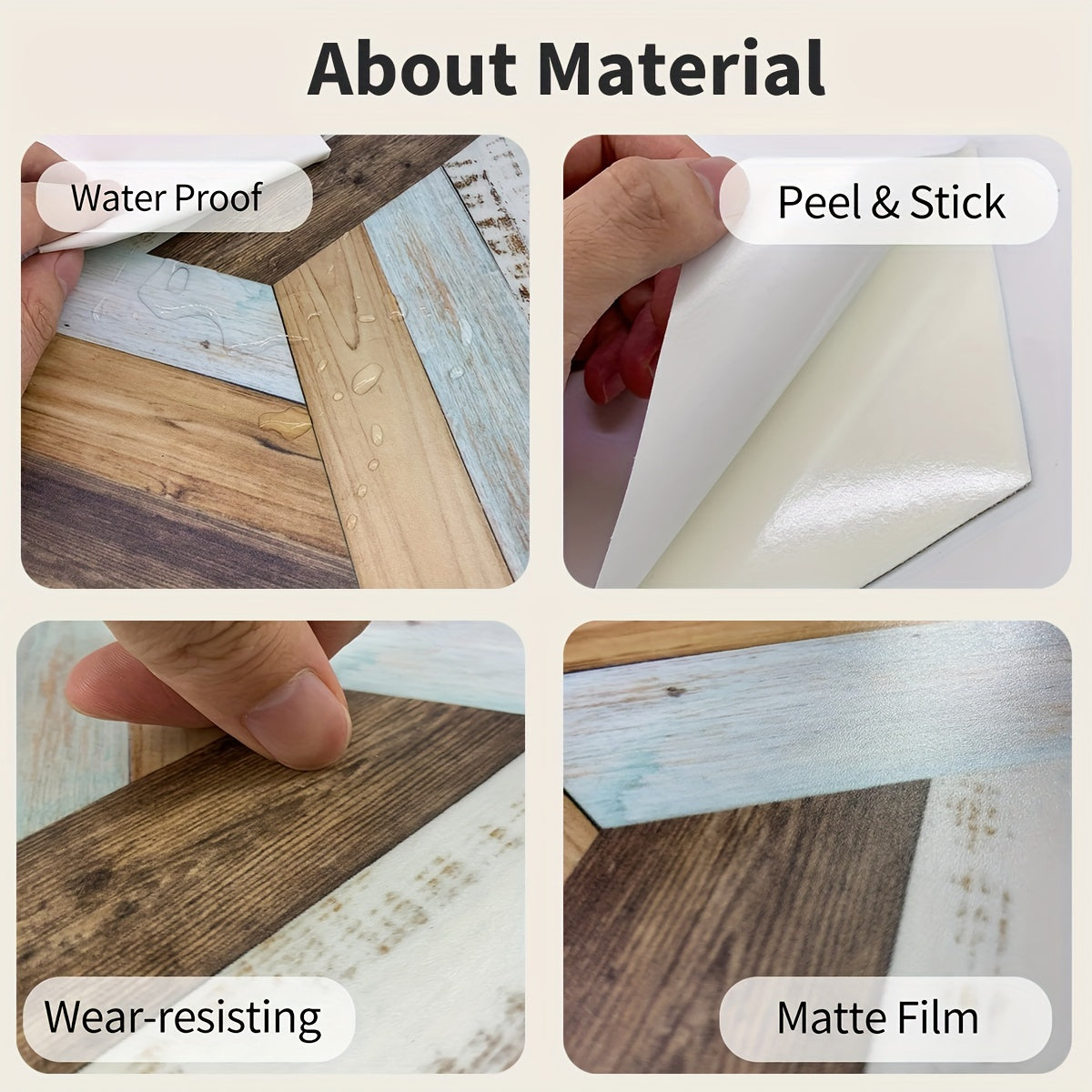 11pcs Wood Grain Self Adhesive Hexagonal Floor Stickers Waterproof