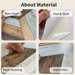 11pcs Marble Wood Grain Hexagon Floor Stickers Waterproof Non slip