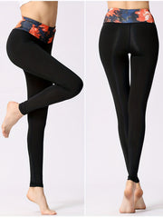 High Waist Flower Print Splicing Sports Leggings Women's Activewear