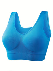 4 Pack Plus Size Sports Bra Set Solid Elastic Comfort Breathable Tank Bra