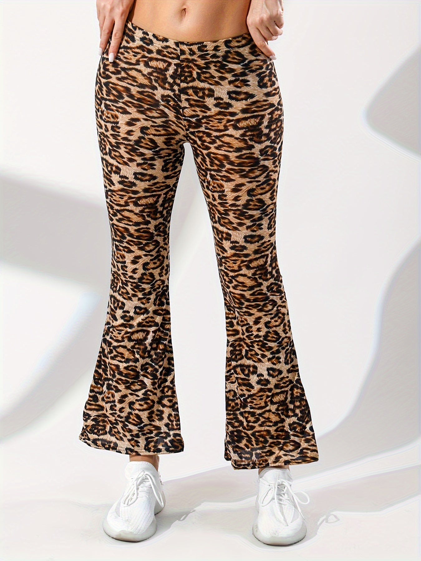 Leopard Print Flared Yoga Pants Women's Activewear