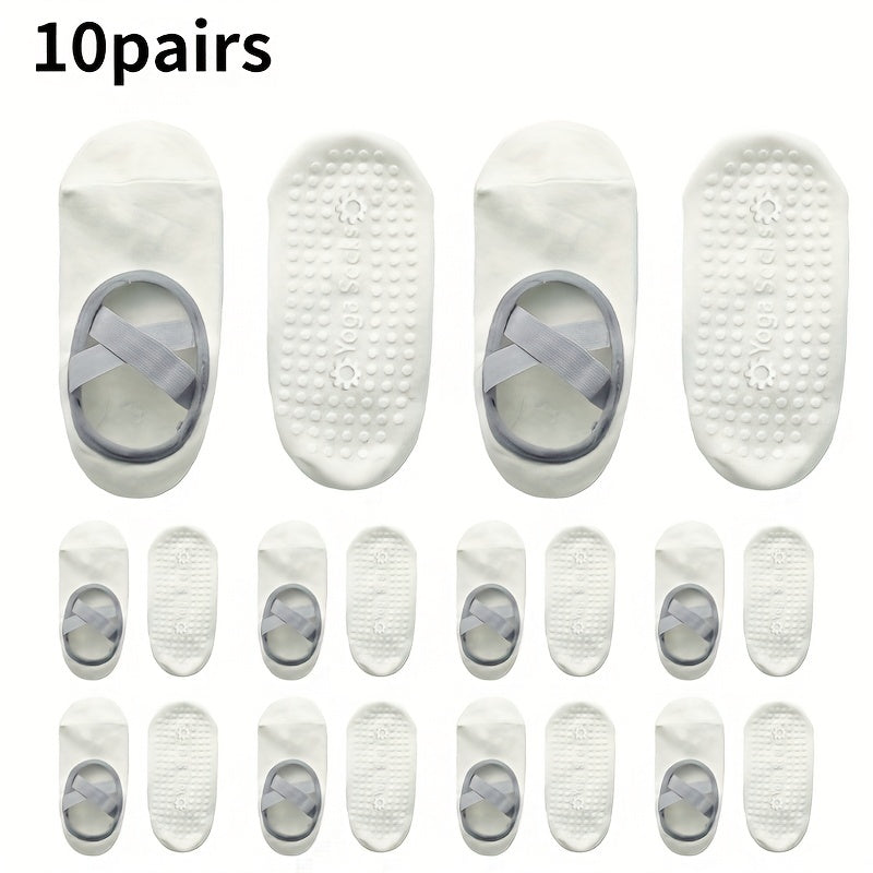 Silicone Padded Non Slip Yoga Socks with Cross Straps - Pilates Dance Fitness