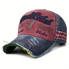 Casual Distressed Embroidery Denim Cap Sun Protection