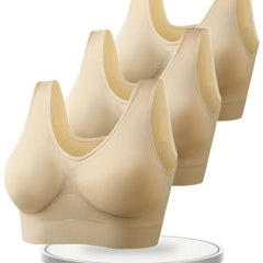 3pcs Wireless Sports Bras Comfy & Breathable Running Yoga Tank Bra