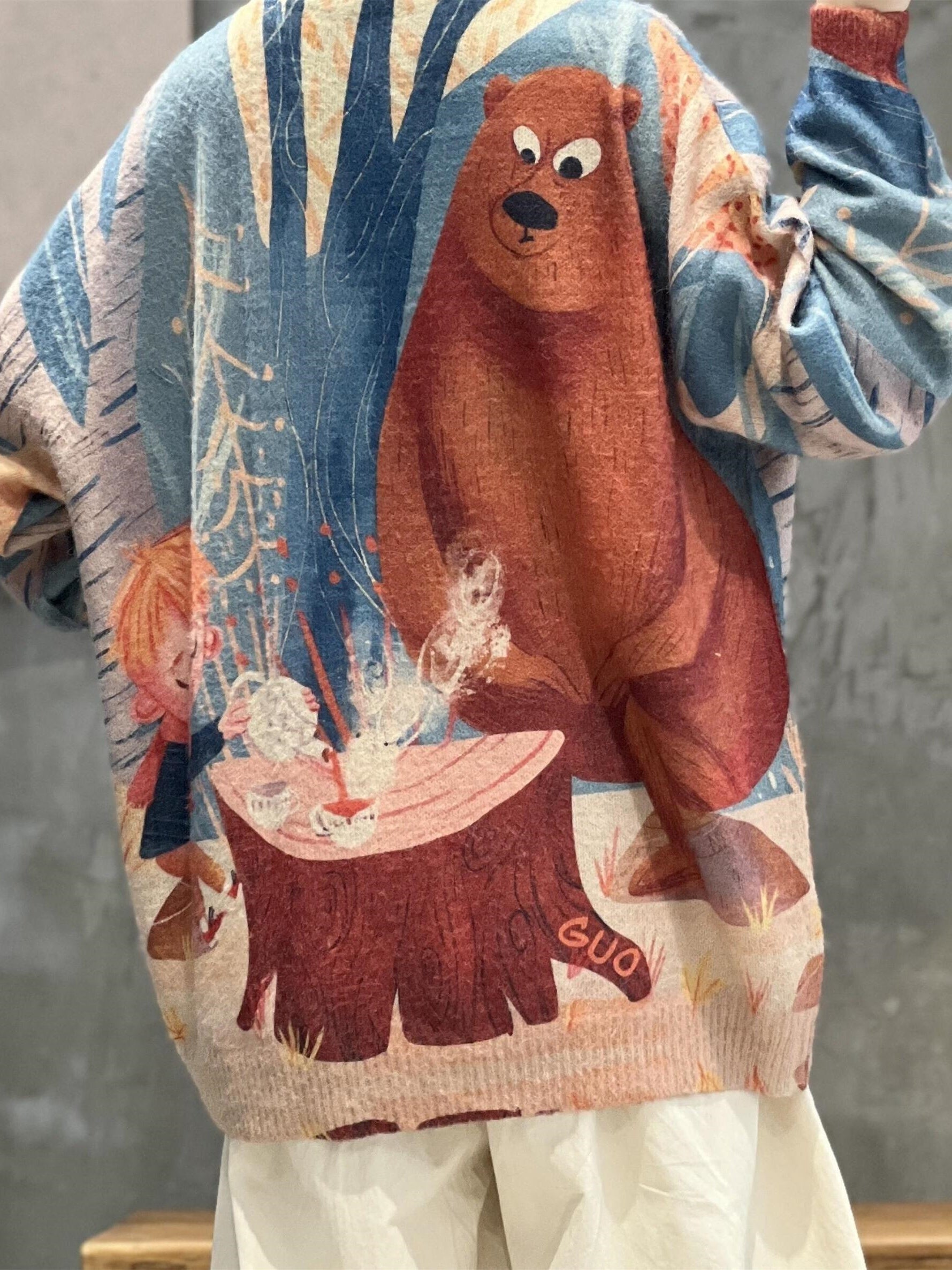 Women's Cartoon Print Long Sleeve Sweater