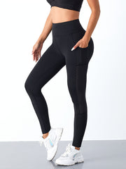 Breathable Soft Sports Leggings With Pocket Butt Lifting Fitness Tight Pants