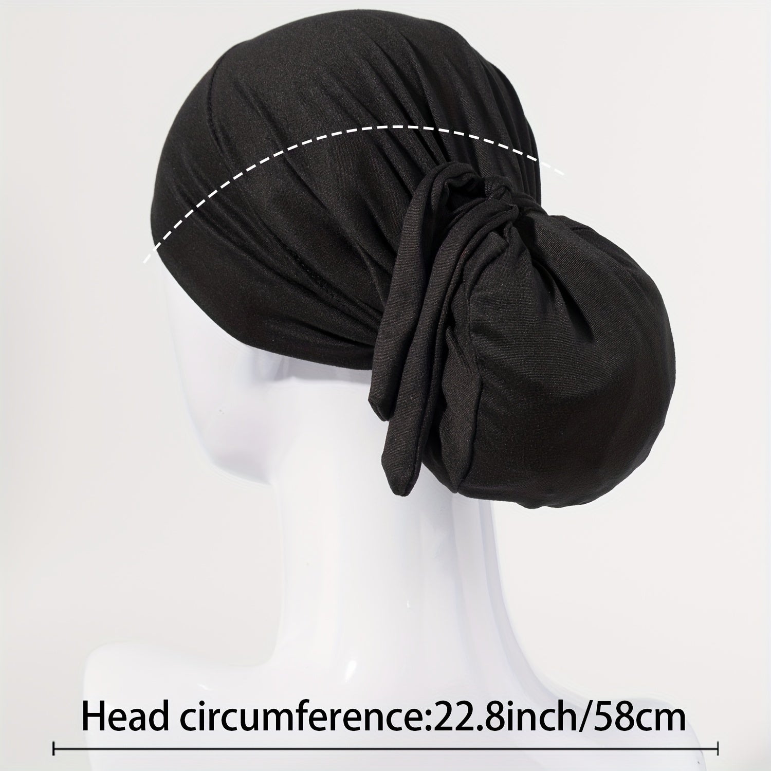 Solid Tied Turban Cap Long Hair Head Wrap Casual Hijab Head Scarf