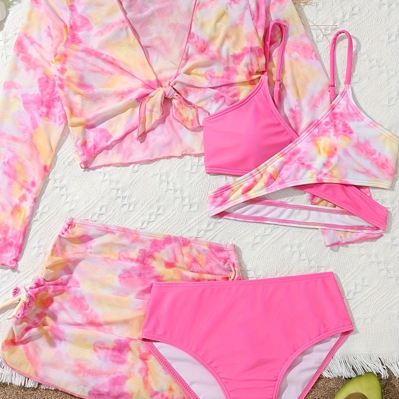 4pcs Tie Dye Swimsuit Set for Girls
