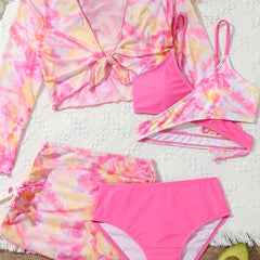4pcs Tie Dye Swimsuit Set for Girls