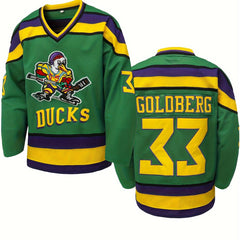 Men's Green Ducks Embroidery Hockey Jersey