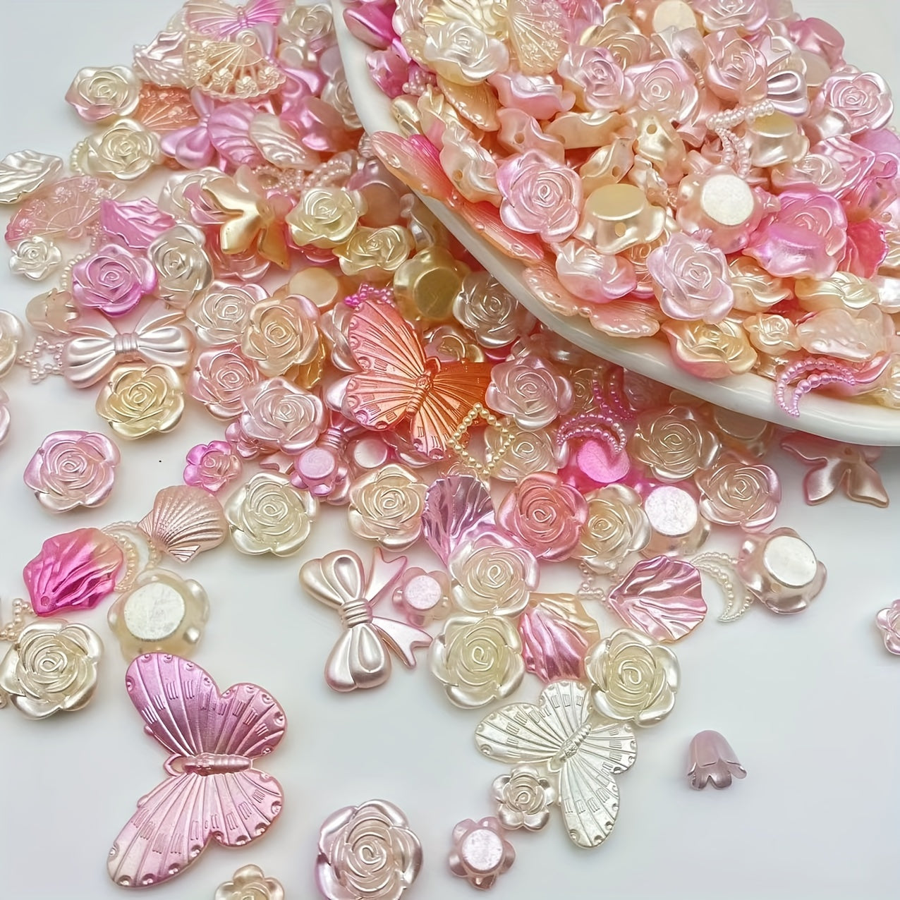 50g Colorful Butterfly Beads Loose Spaced Beads Jewelry Making DIY