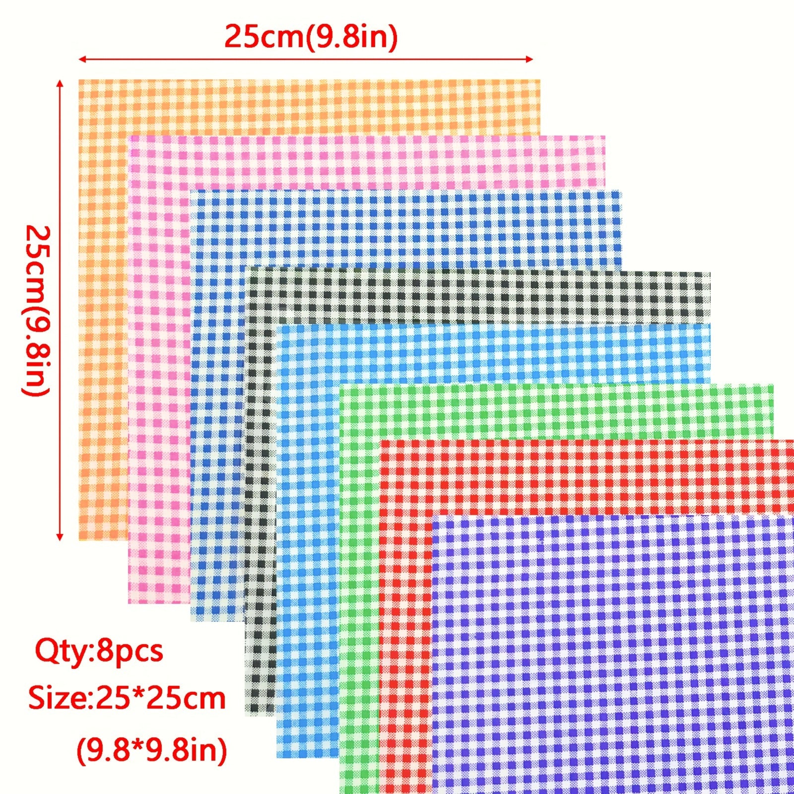 8pcs 24 Colorful Plaid Fabric Squares Pre Cut DIY Handicraft Sewing Apparel Craf