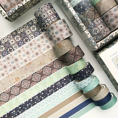 12 Rolls Combination Retro Paper Tape Hand Tent Tape Student DIY Decorative Set