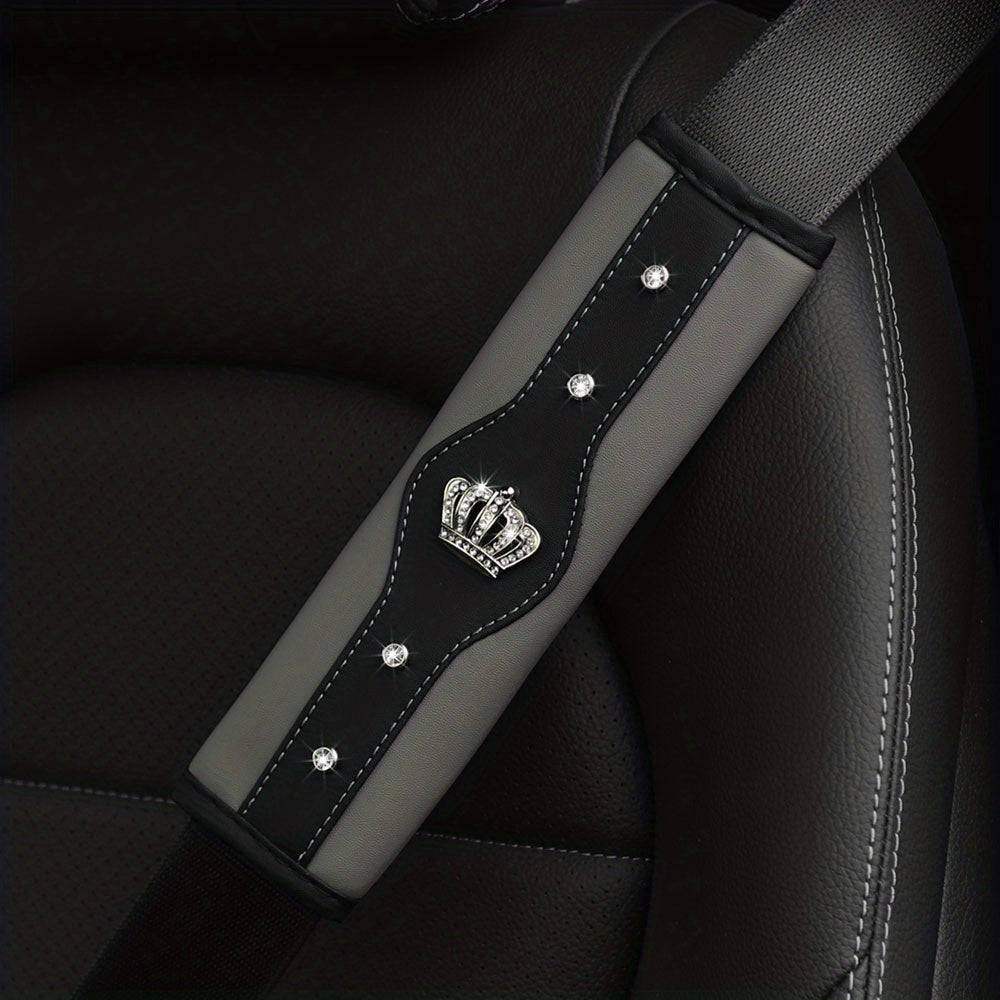 Crown Glitter Car Seat Belt Shoulder Protector PU Leather
