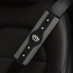 Crown Glitter Car Seat Belt Shoulder Protector PU Leather