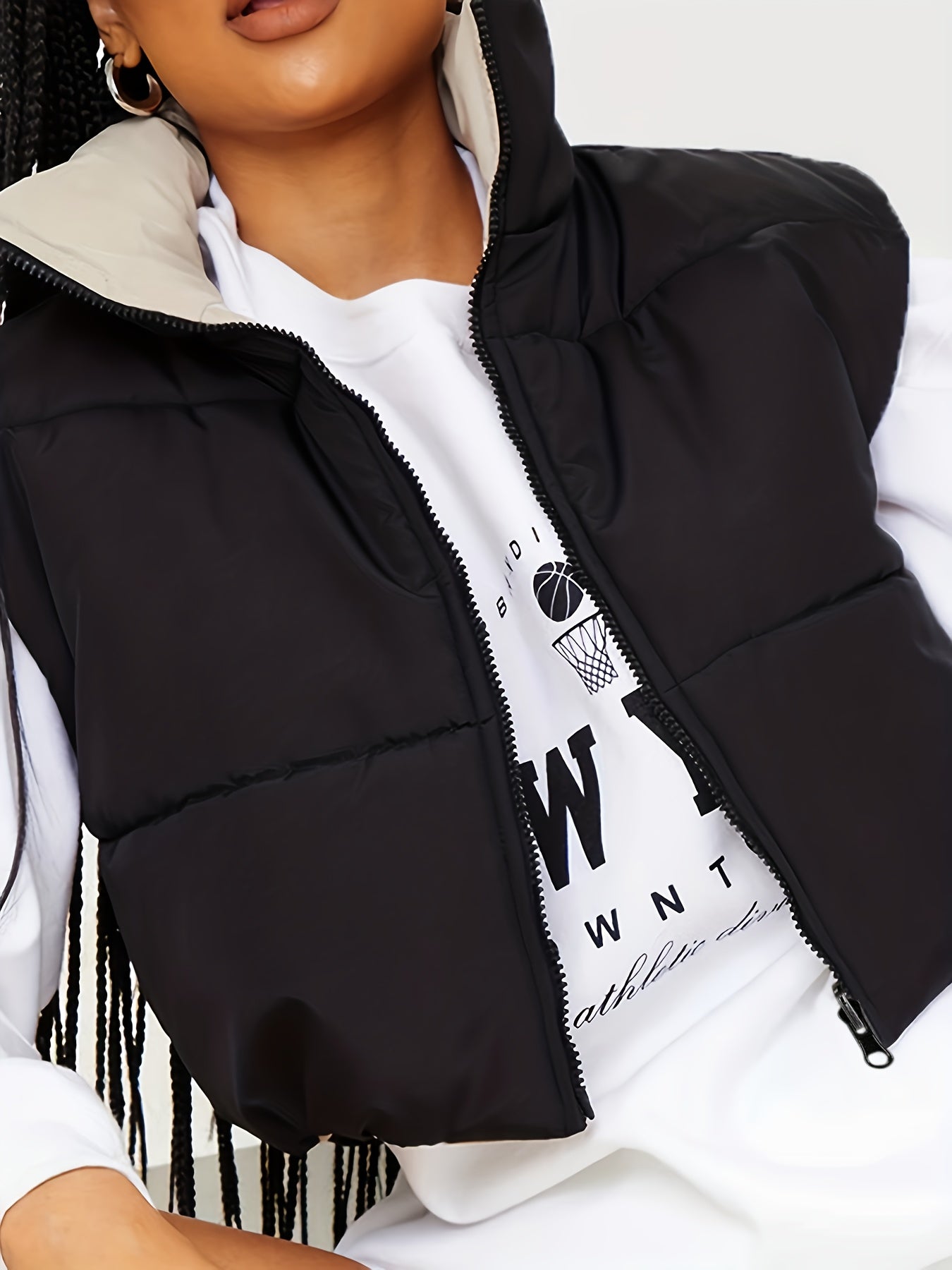 Reversible Vest Zip Up Sleeveless Outerwear