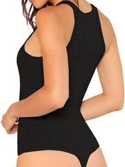 Sleeveless Crew Neck Bodysuit Sexy One Piece Bodysuit