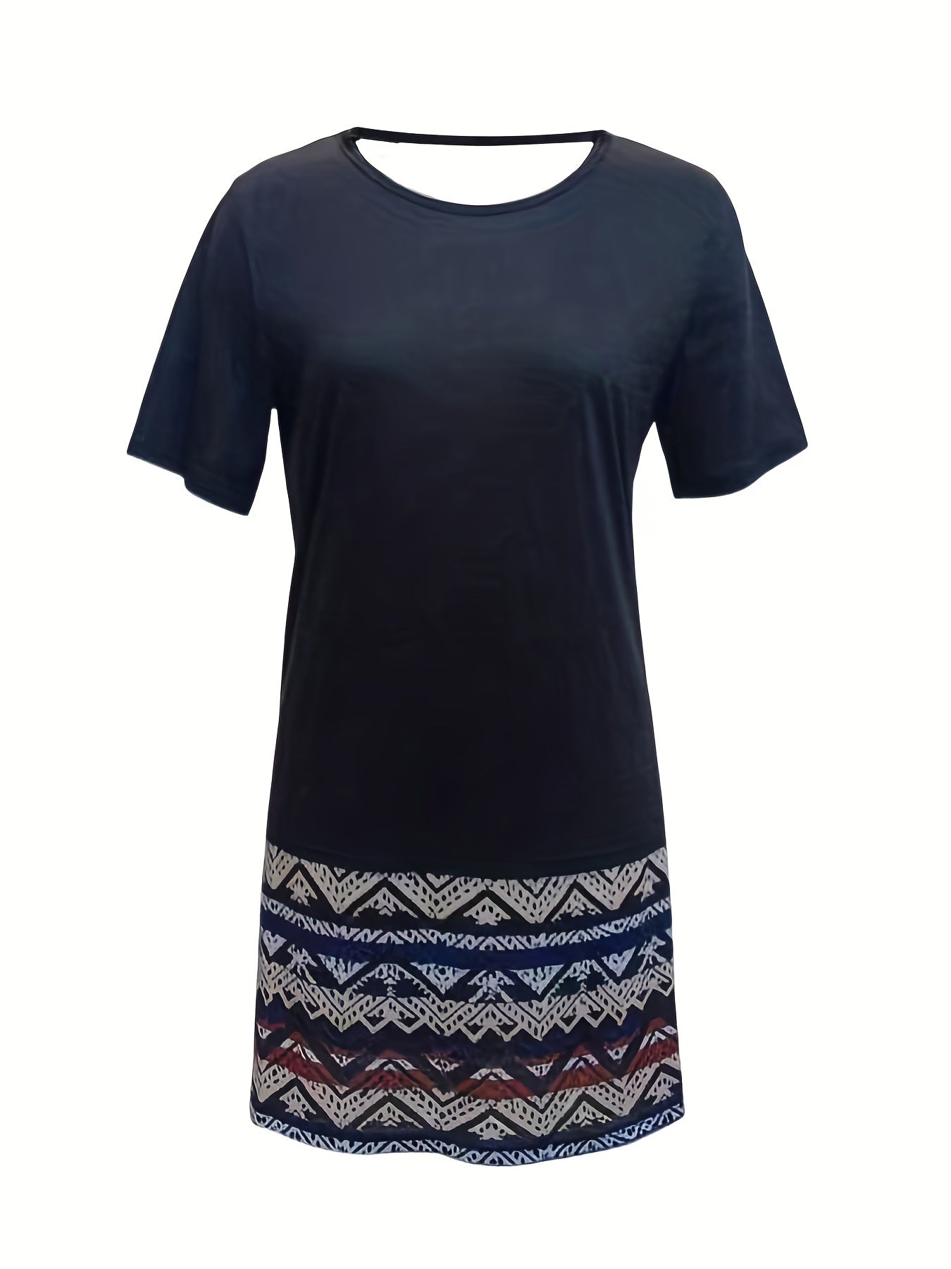 Tribal Striped Crew Neck Summer Dress