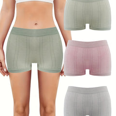 3pcs Seamless Boyshort Panties Soft & Stretch Women's Lingerie