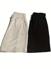 Women's Solid Drawstring Shorts 2 Pack for Spring & Summer