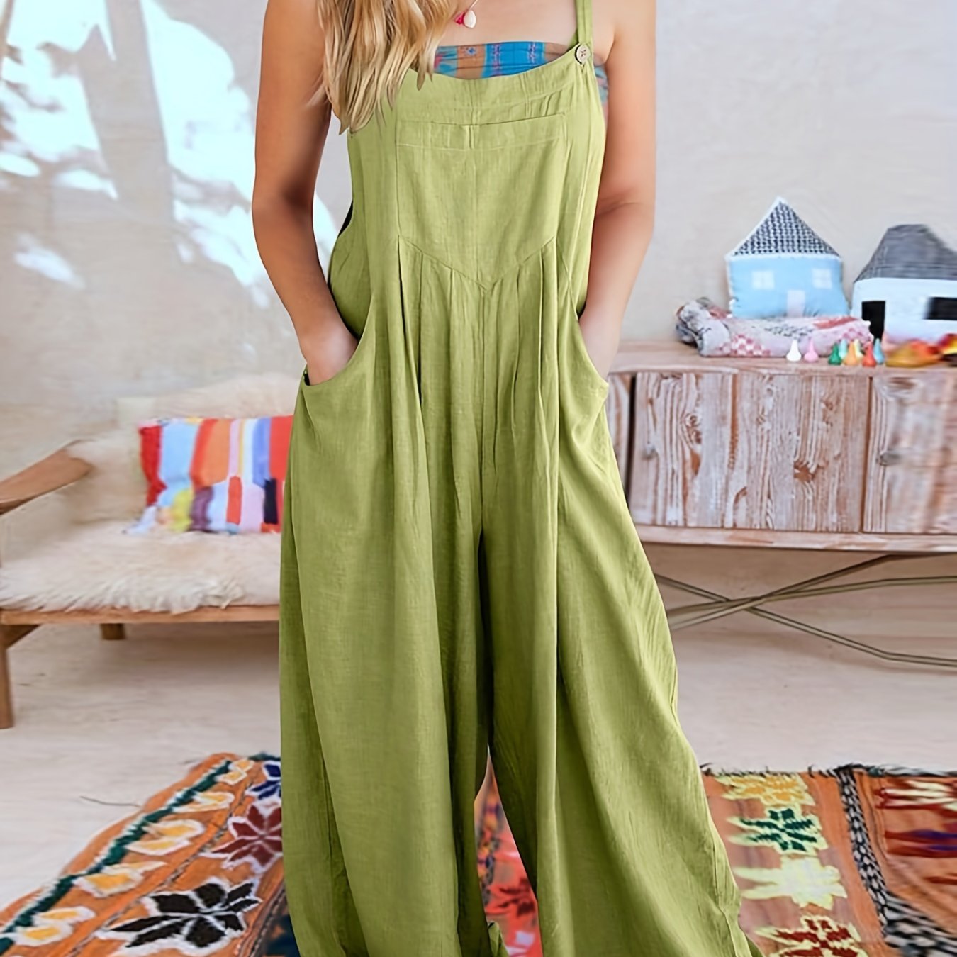 Casual Overalls Women's Plus Wide Leg Jumpsuit