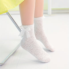 5 Pairs Princess Style Lace Mid Tube Socks For Girls