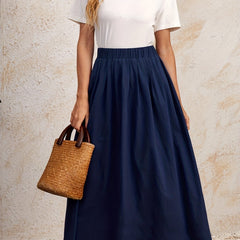 Elastic Waist Casual Skirt for Spring & Summer