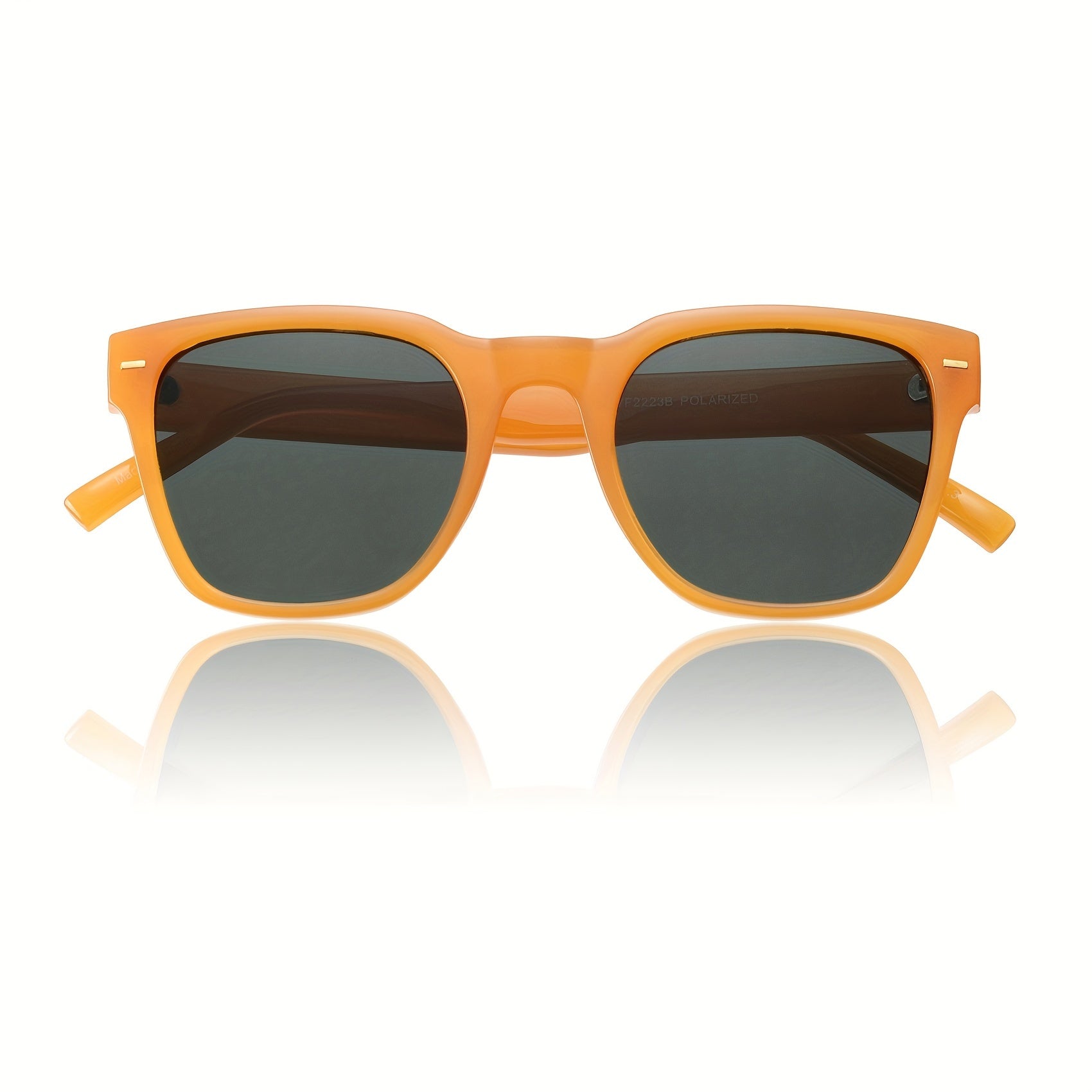 OUWEN Small Square Polarized Sunglasses Men Retro Sun Glasses UV400 Orange