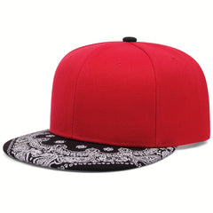 Men's Solid Flat Brim Hat, Versatile Style