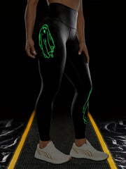 Ghost Printed Yoga Leggings for Halloween High Waist Workout Running