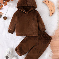 Baby Boys Hooded Sweatshirt Trousers Set For Autumn And Winter