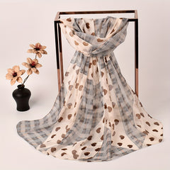 Plaid Heart Chiffon Scarf Thin Shawl for Sun Protection