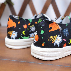 Women's Halloween Pattern Shoes Casual Slip On Canvas Lightweight Flat Shoes