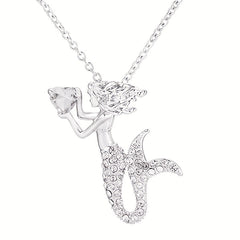 Girls Mermaid Pendant Necklace Jewelry Gift For Kids Children Toddlers